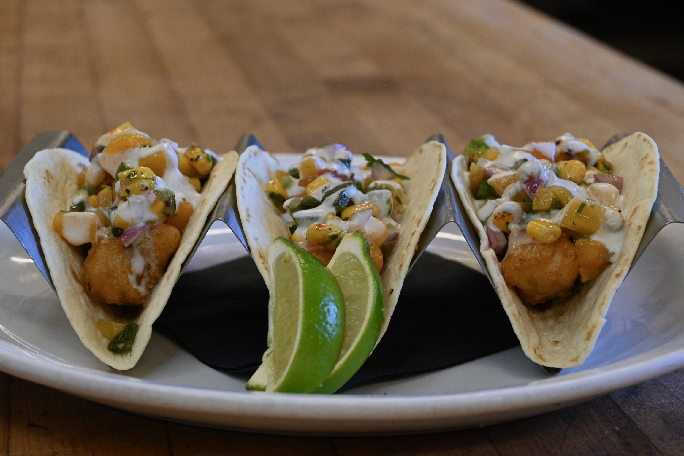 Cod, Coconut, and Peach Tacos