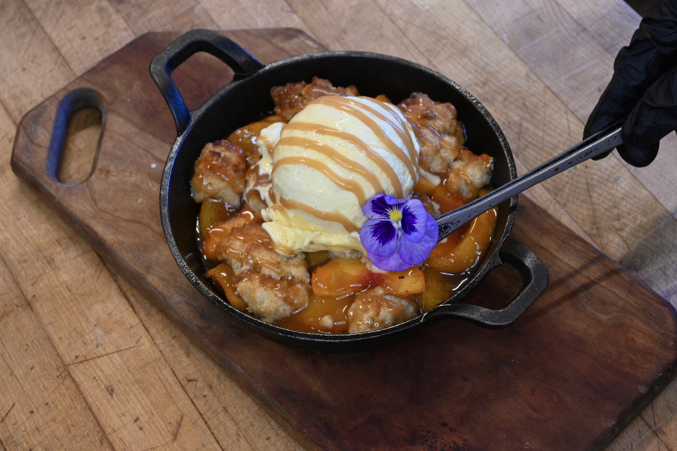 Miso Peach Cobbler Skillet