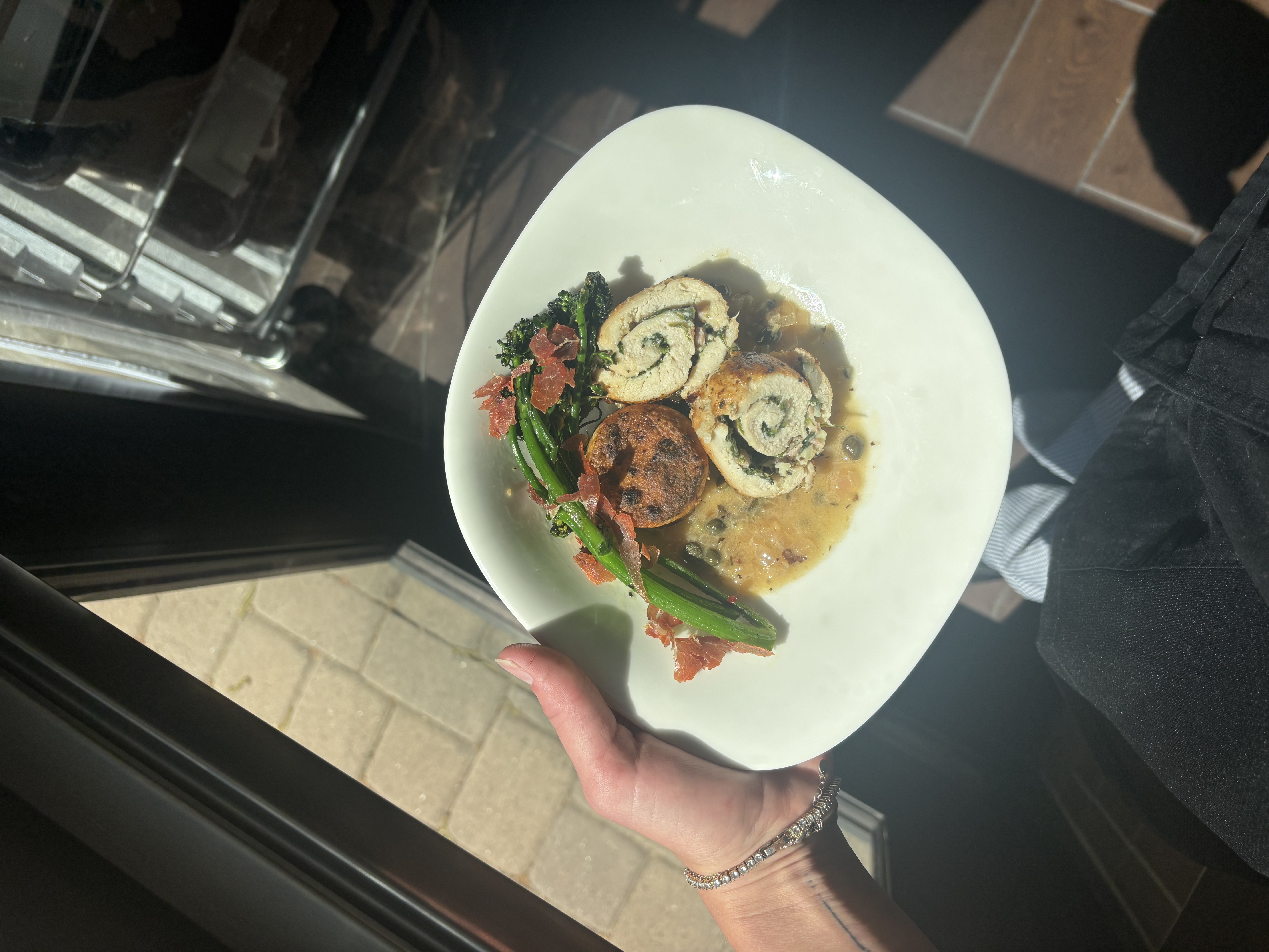 Goat Cheese Chicken Roulade and Fondant Potatoes
